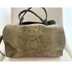 Elegant Furla Frieda Snake Print Satchel in green/Brown/dreen.